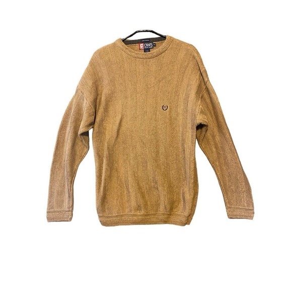 Vintage Chaps Ralph Lauren Sweater Adult M Men Beige Crest Hand Framed 90s Y2k - Picture 1 of 11